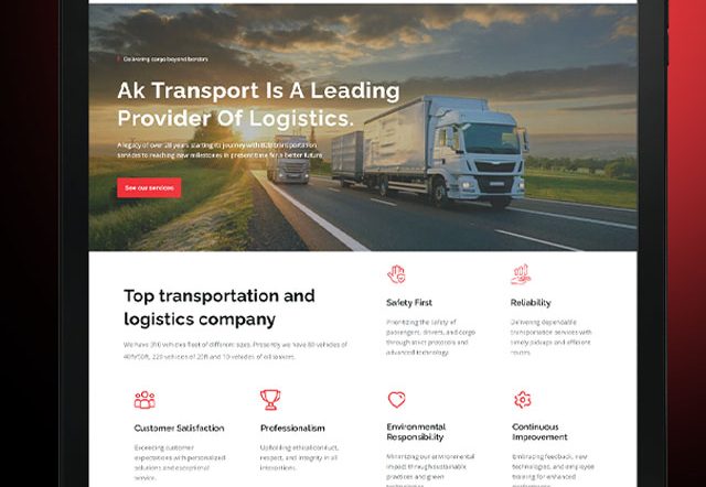 Custom Transportation Website Design for AK Transport